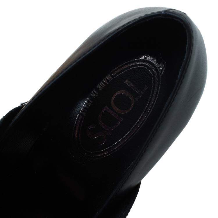 Pre Owned Tod's Black Leather Elastic Strap Pumps Size 37