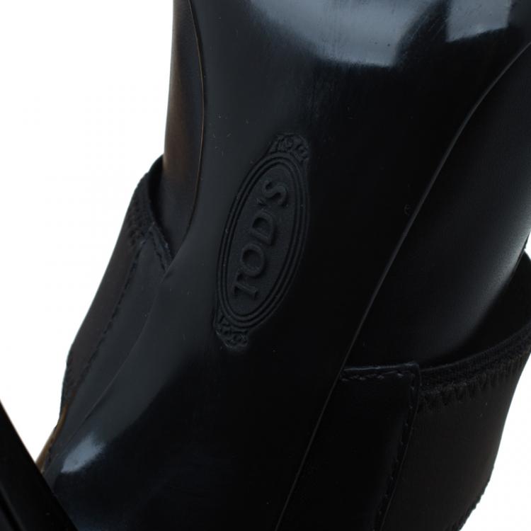 Pre Owned Tod's Black Leather Elastic Strap Pumps Size 37