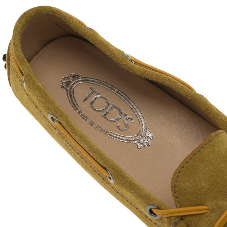 Pre Owned Tod's Yellow Suede Bow Loafers Size 39
