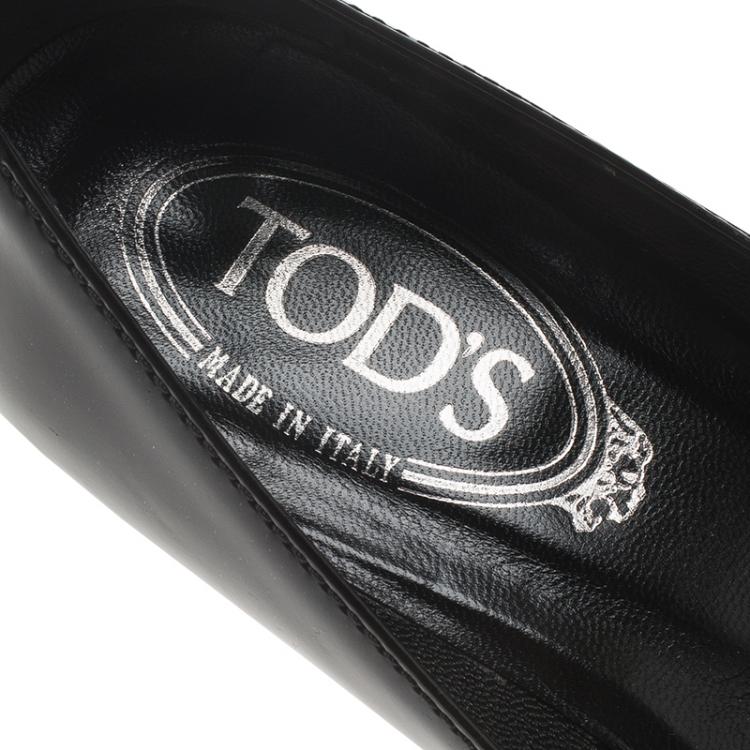 مملوكة مسبقًا Tod's Black Patent Wedge Pumps Size 37.5