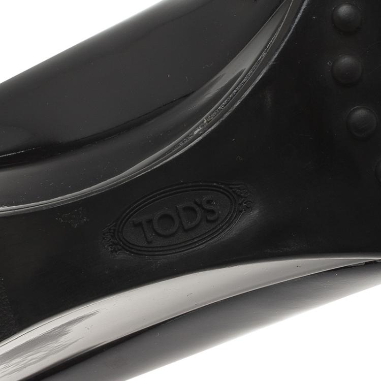 مملوكة مسبقًا Tod's Black Patent Wedge Pumps Size 37.5