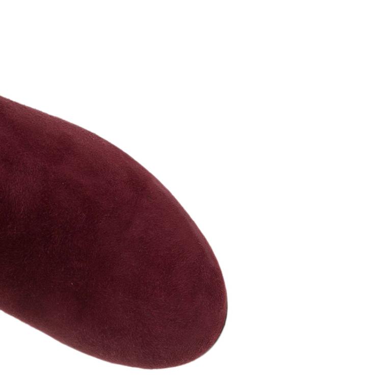 Pre Owned Tod's Burgundy Suede Ankle Boots Size 37