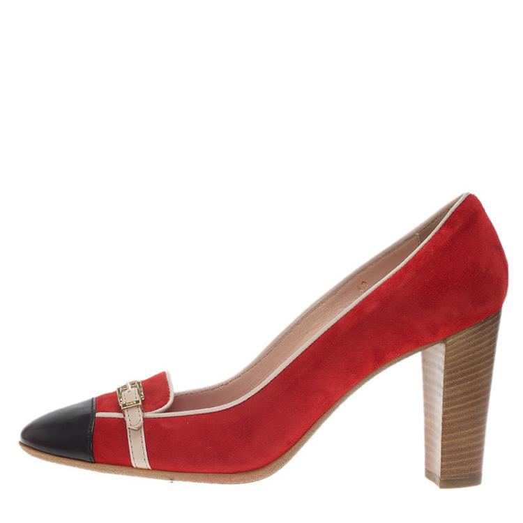 مملوكة مسبقًا Tod's Two Tone Suede and Leather Cap Toe Loafer Pumps Size 40
