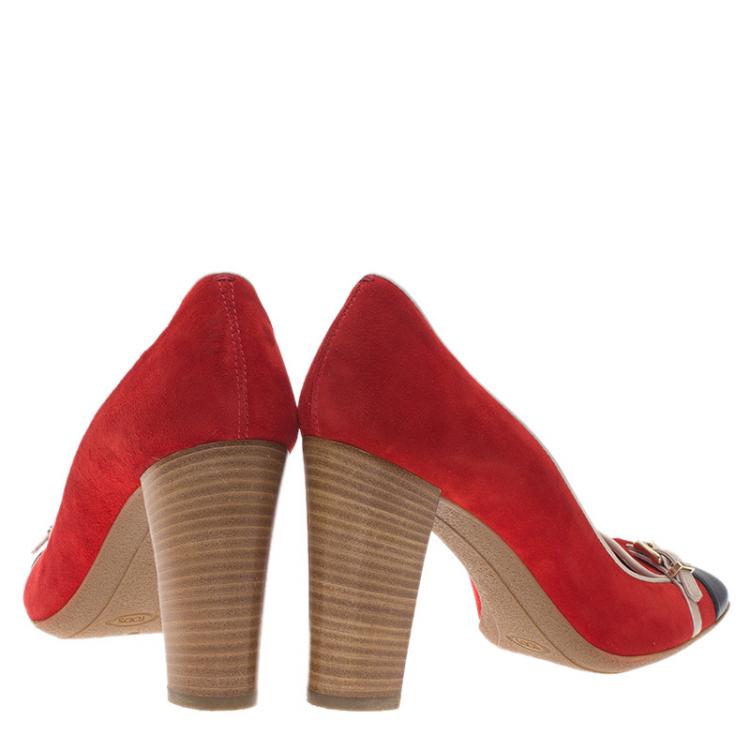 مملوكة مسبقًا Tod's Two Tone Suede and Leather Cap Toe Loafer Pumps Size 40