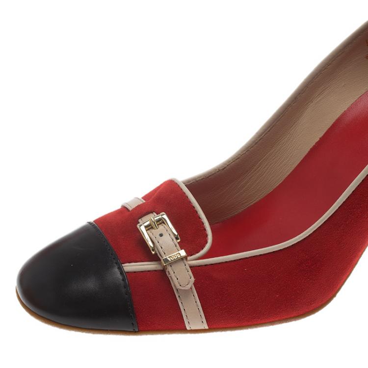 مملوكة مسبقًا Tod's Two Tone Suede and Leather Cap Toe Loafer Pumps Size 40
