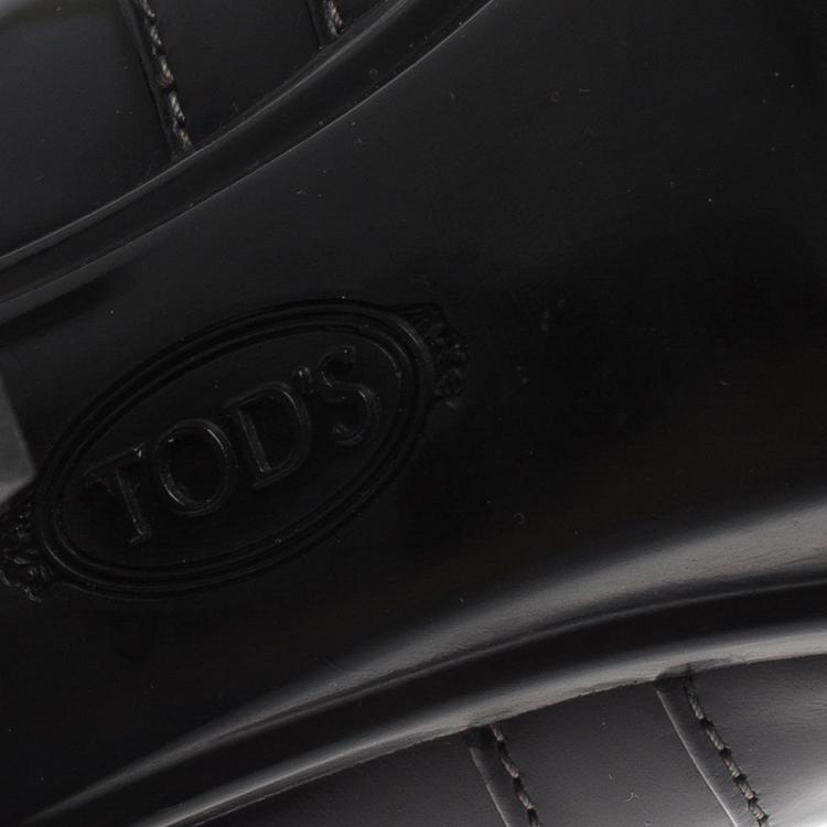 Pre Owned Tod's Black Leather Platform Ankle Boots Size 36.5