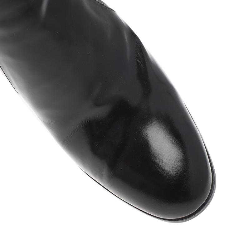 Pre Owned Tod's Black Leather Platform Ankle Boots Size 36.5