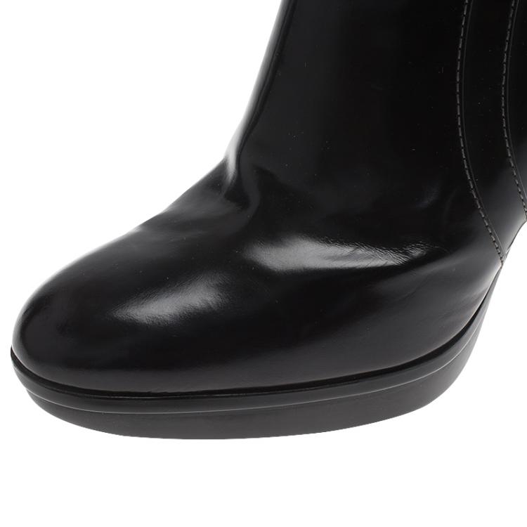 Pre Owned Tod's Black Leather Platform Ankle Boots Size 36.5