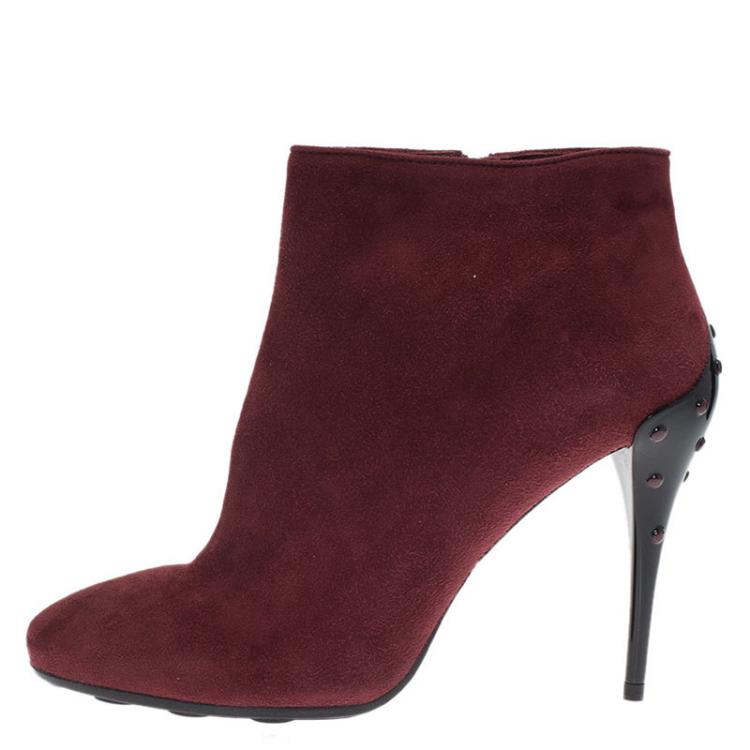 مملوكة مسبقًا Tod's Burgundy Suede Ankle Boots Size 39.5