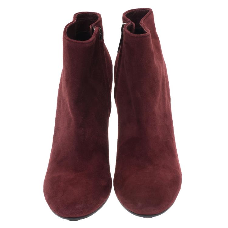 مملوكة مسبقًا Tod's Burgundy Suede Ankle Boots Size 39.5