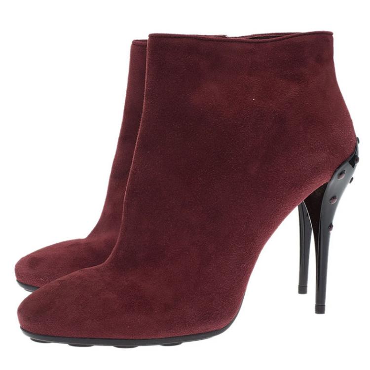 مملوكة مسبقًا Tod's Burgundy Suede Ankle Boots Size 39.5