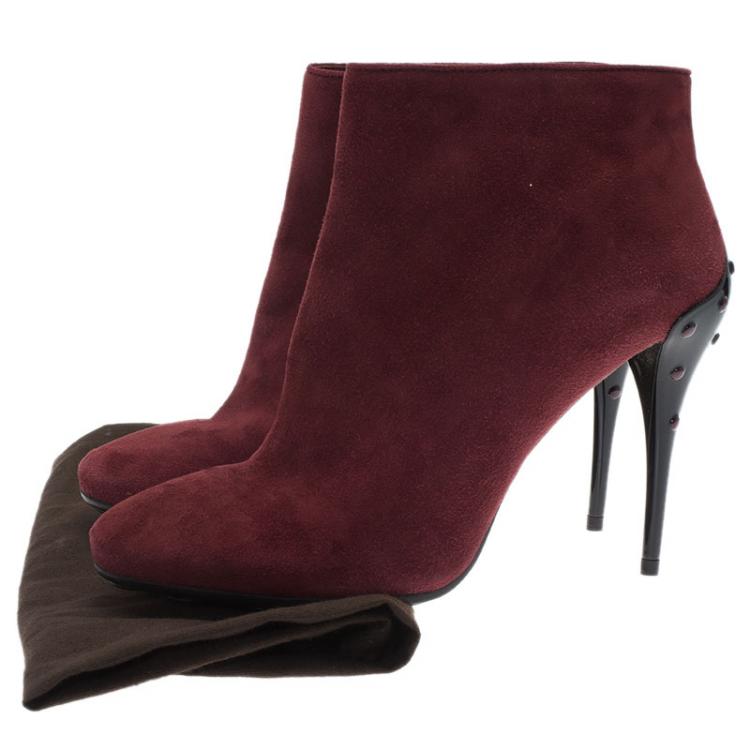مملوكة مسبقًا Tod's Burgundy Suede Ankle Boots Size 39.5