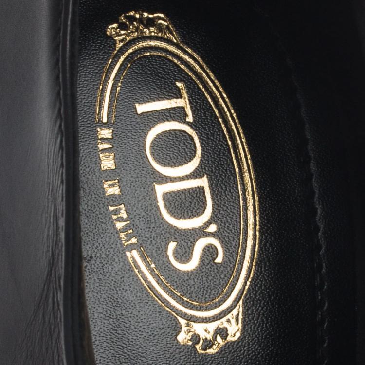 مملوكة مسبقًا Tod's Black Leather Criss Cross Mary Jane Sandals Size 38.5