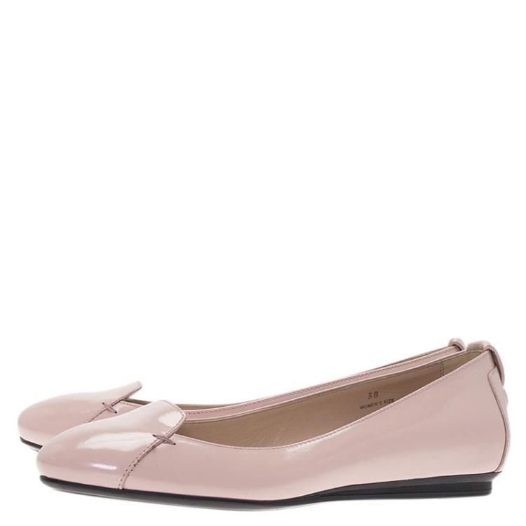Pre Owned Tod's Beige Patent Leather Gomma Ballet Flats Size 38