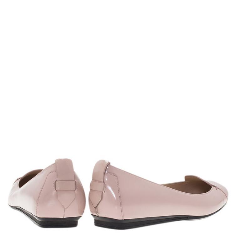 Pre Owned Tod's Beige Patent Leather Gomma Ballet Flats Size 38