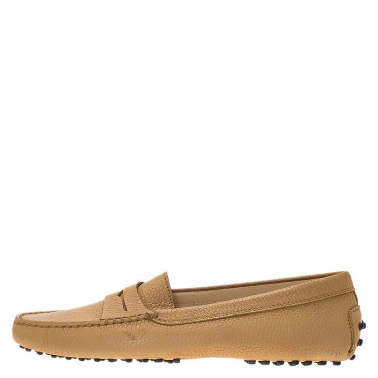 Pre Owned Tod's Beige Leather Penny Loafers Size 39.5