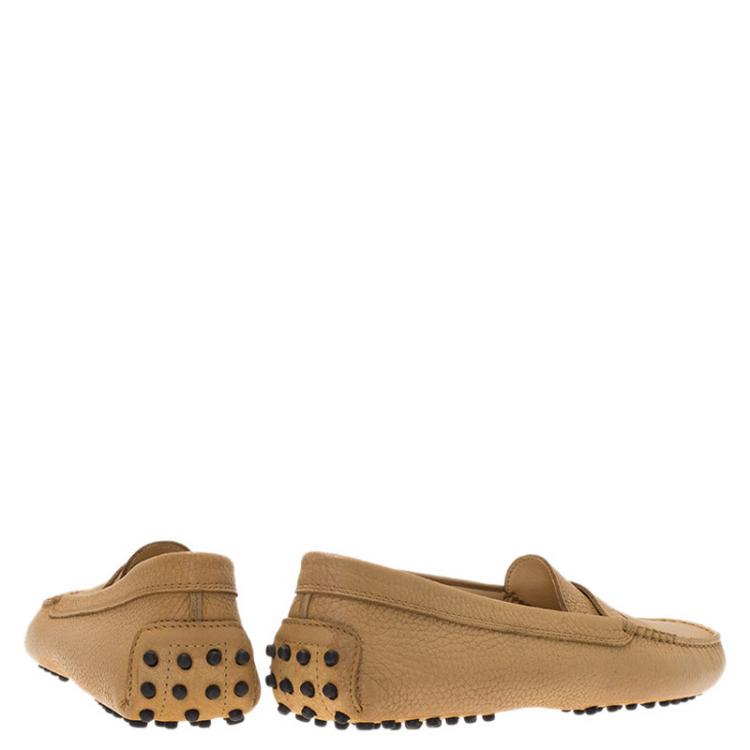 Pre Owned Tod's Beige Leather Penny Loafers Size 39.5