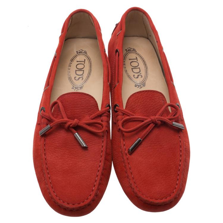 Pre Owned Tod's Candy Pink Suede Bow Loafers Size 40