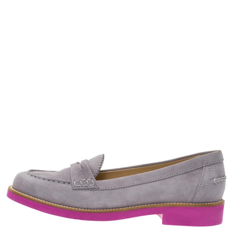 Pre Owned Tod's Grey Suede Penny Loafers Size 37.5