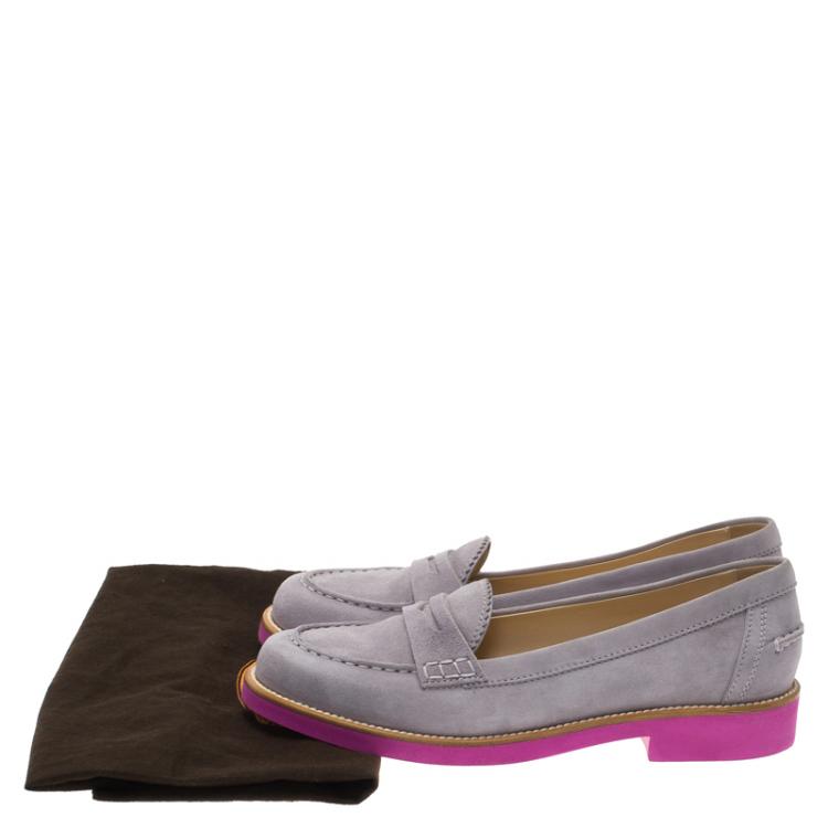 Pre Owned Tod's Grey Suede Penny Loafers Size 37.5