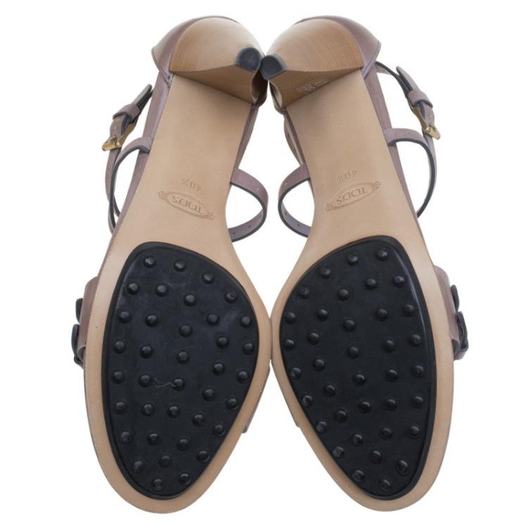 مملوكة مسبقًا Tod's Lavender Leather Buckle Cross Strap Sandals Size 40.5