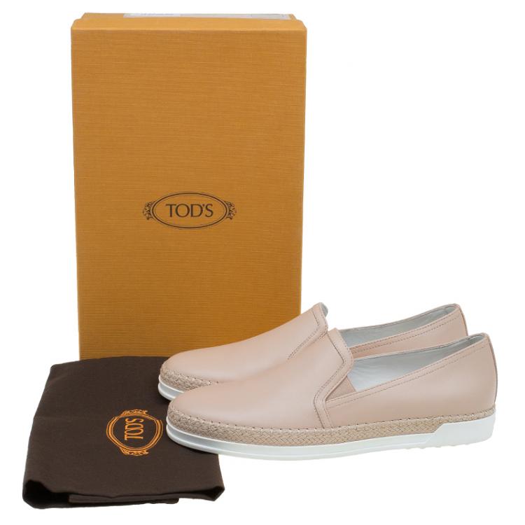 Pre Owned Tod's Beige Leather Espadrille Skate Sneakers Size 37