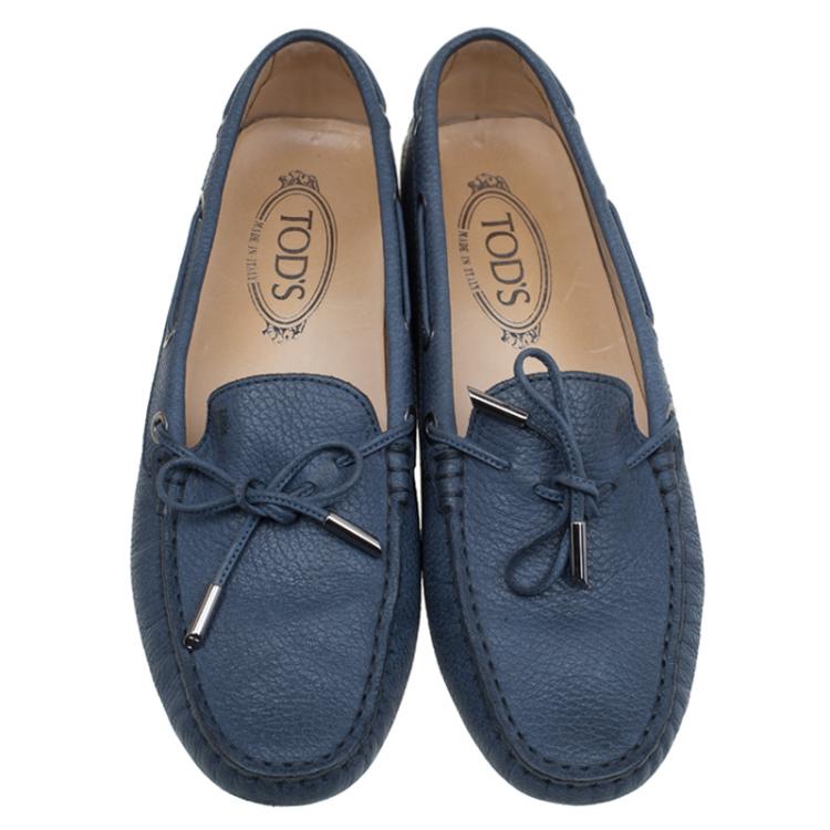 مملوكة مسبقًا Tod's Blue Leather Bow Loafers  Size 38.5