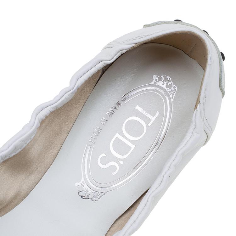 Pre Owned Tod's Two Tone Leather Buckle Detail Ballet Flats Size 41