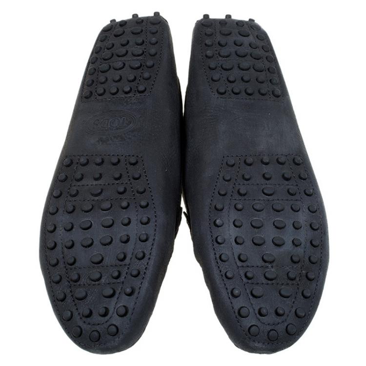 Pre Owned Tod's Black Leather Double T Buckle Loafers Size 39