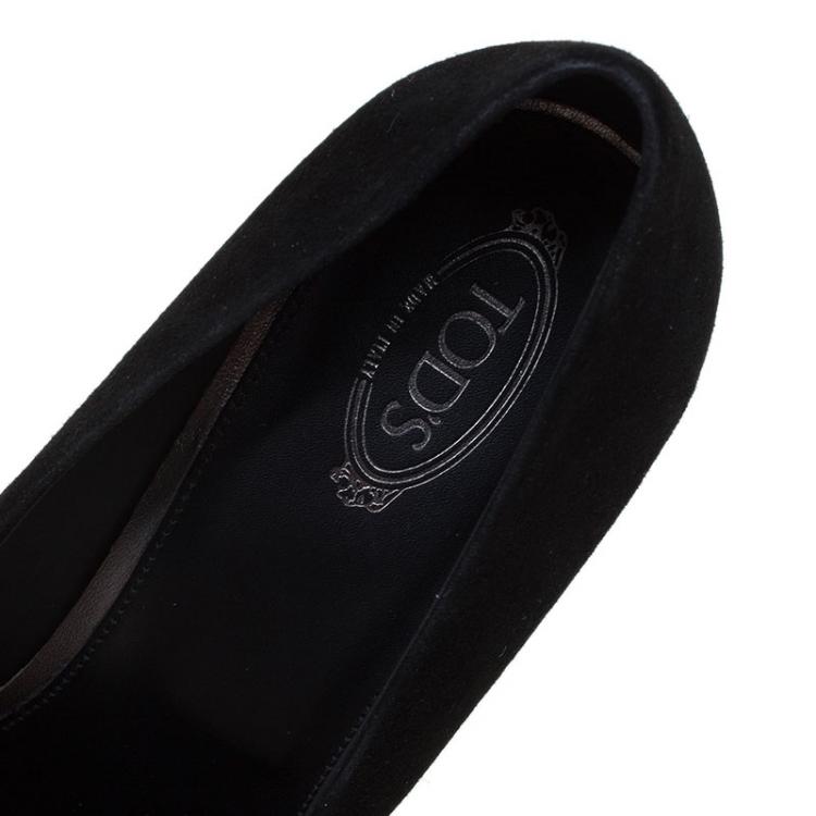 Pre Owned Tod's Black Suede Round Toe Pumps Size 38