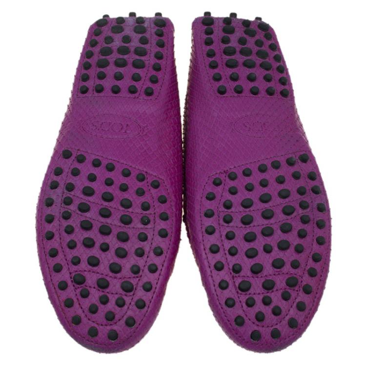 Pre Owned Tod's Fuschia Python Penny Loafers Size 37.5
