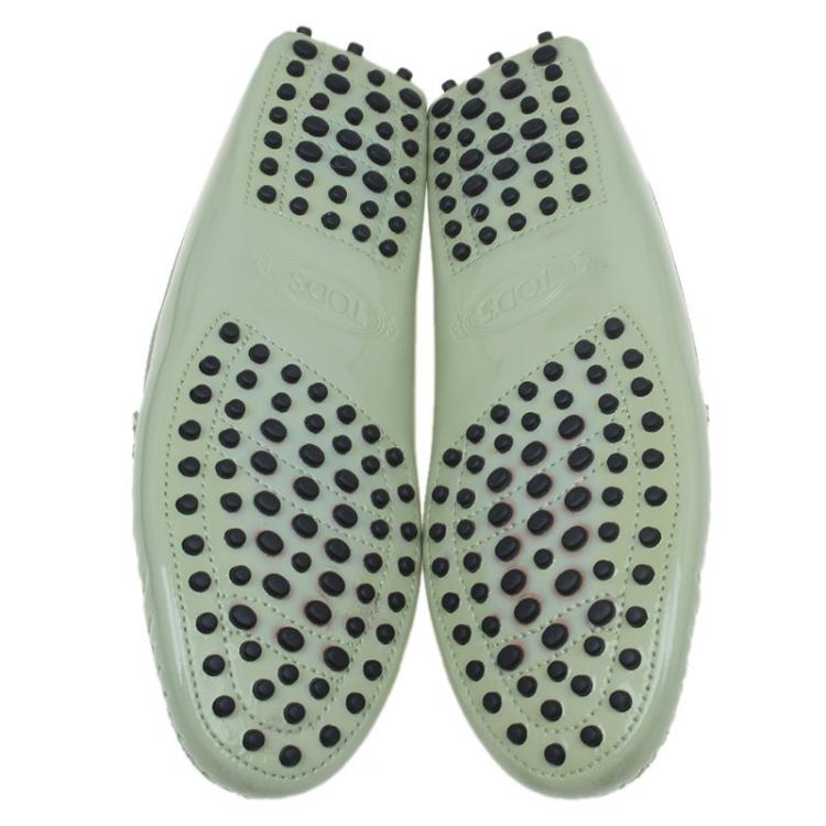 Pre Owned Tod's Mint Green Patent Loafers Size 38