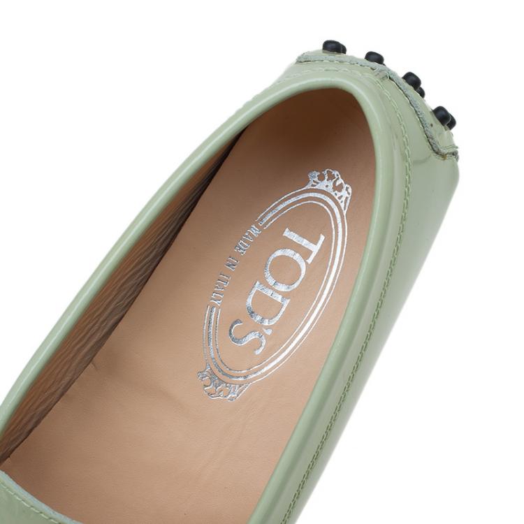 Pre Owned Tod's Mint Green Patent Loafers Size 38