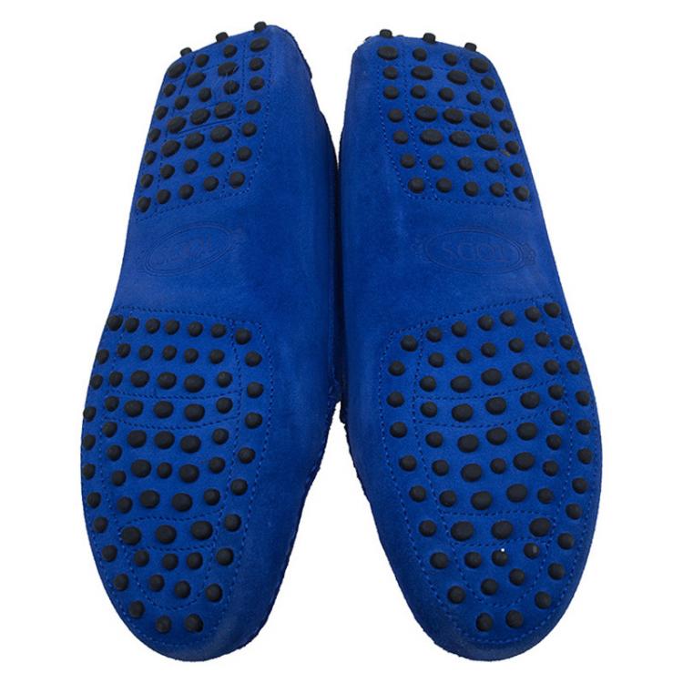 Pre Owned Tod's Cobalt Blue Suede Penny Loafers Size 38