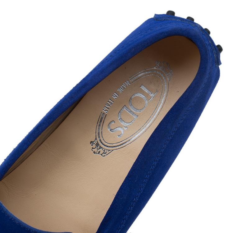 Pre Owned Tod's Cobalt Blue Suede Penny Loafers Size 38