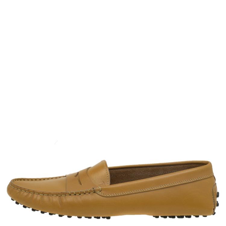 Pre Owned Tod's Beige Leather Penny Loafers Size 40