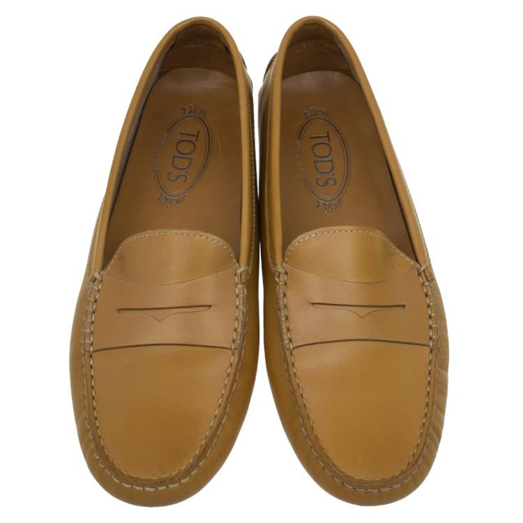 Pre Owned Tod's Beige Leather Penny Loafers Size 40