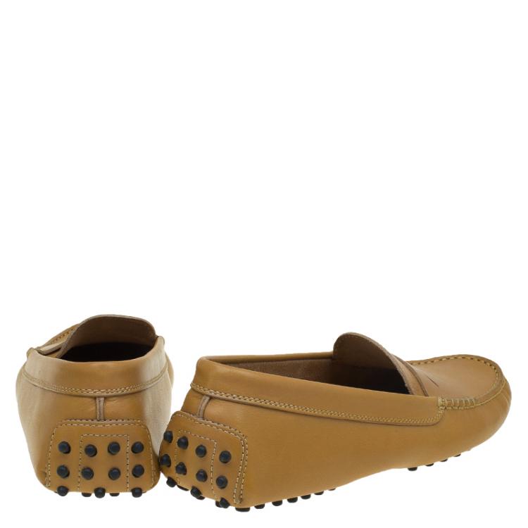 Pre Owned Tod's Beige Leather Penny Loafers Size 40
