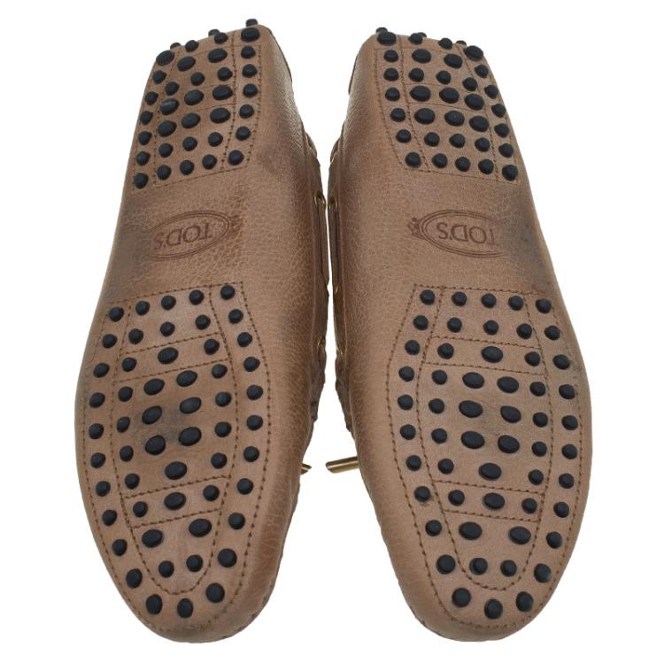 Pre Owned Tod's Brown Leather Bow Loafers Size 39.5
