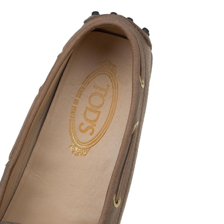 Pre Owned Tod's Brown Leather Bow Loafers Size 39.5