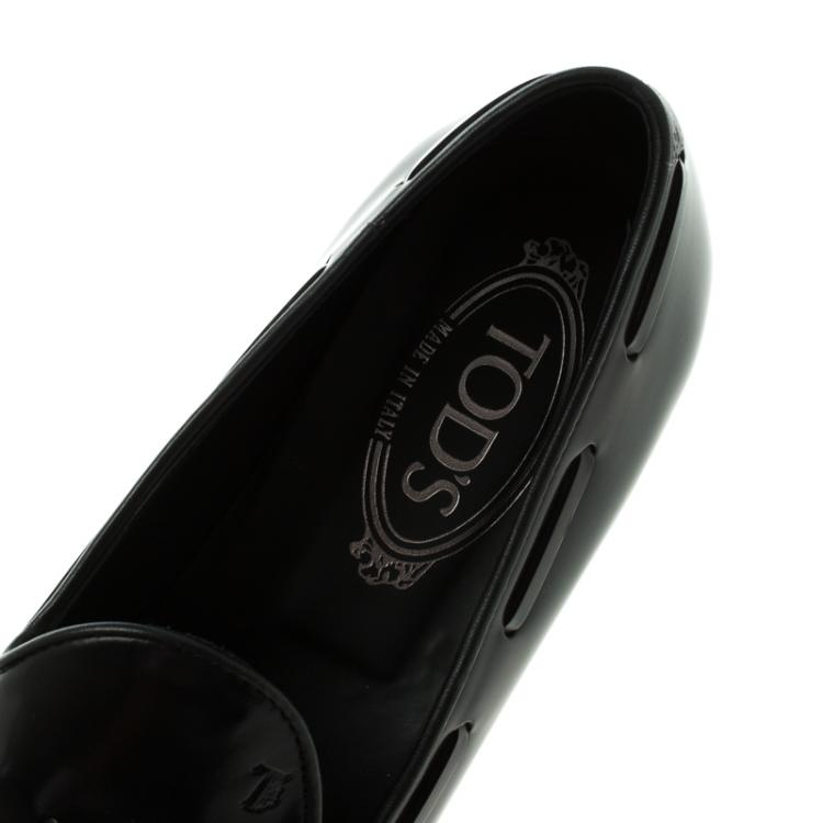 Pre Owned Tod's Black Patent Leather Tassel Loafers Size 39.5