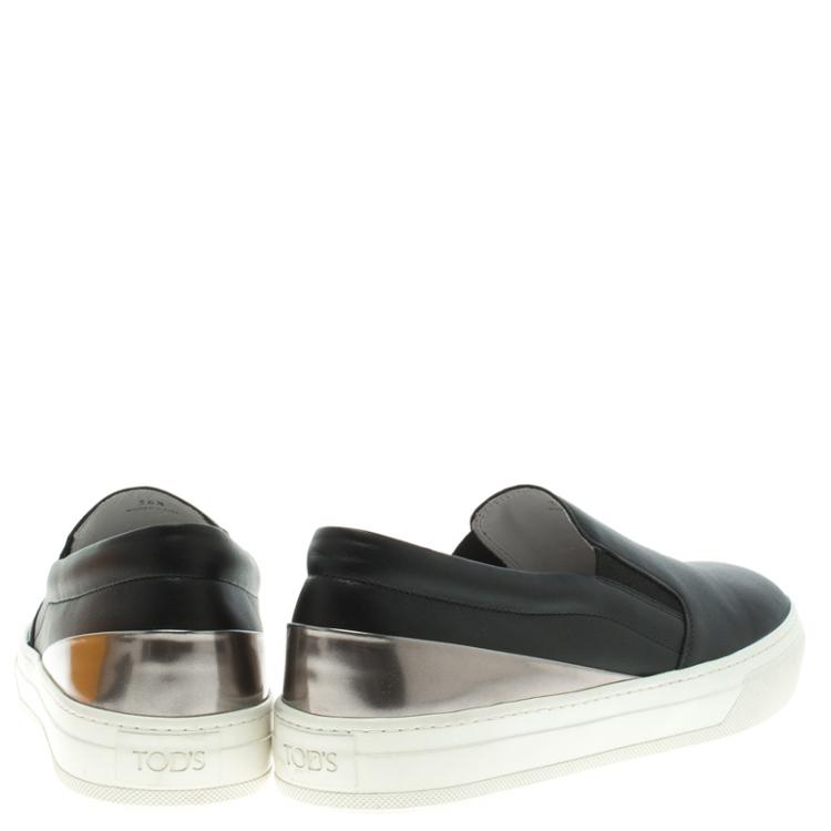 مملوكة مسبقًا Tod's Two Tone Leather Slip On Sneakers Size 36.5