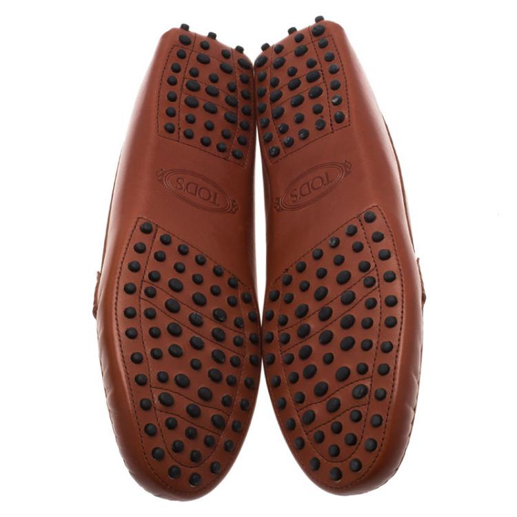 Pre Owned Tod's Brown Leather Horsebit Loafers Size 40.5  