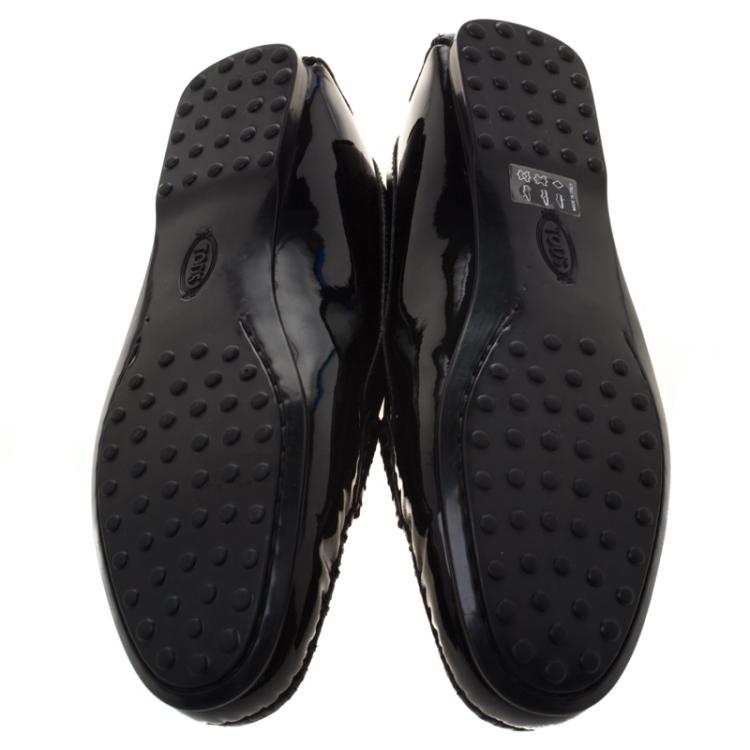 Pre Owned Tod's Black Patent Leather Penny Loafers Size 38