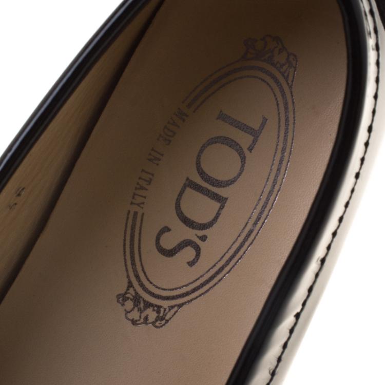 Pre Owned Tod's Black Patent Leather Penny Loafers Size 38