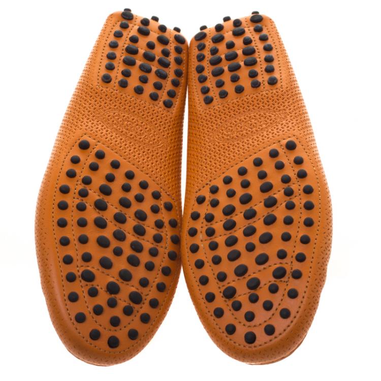 مملوكة مسبقًا Tod's Orange Perforated Leather Loafers Size 36.5