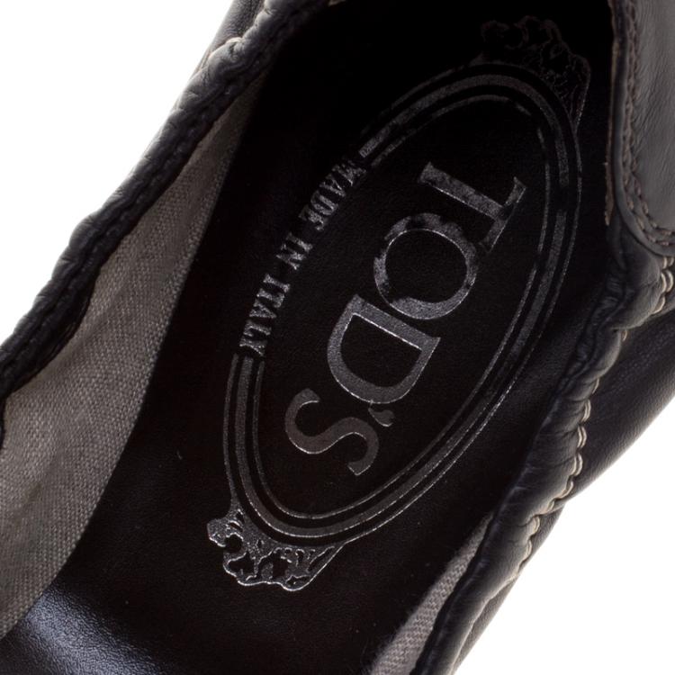 Pre Owned Tod's Two Tone Leather Buckle Detail Ballet Flats Size 38.5