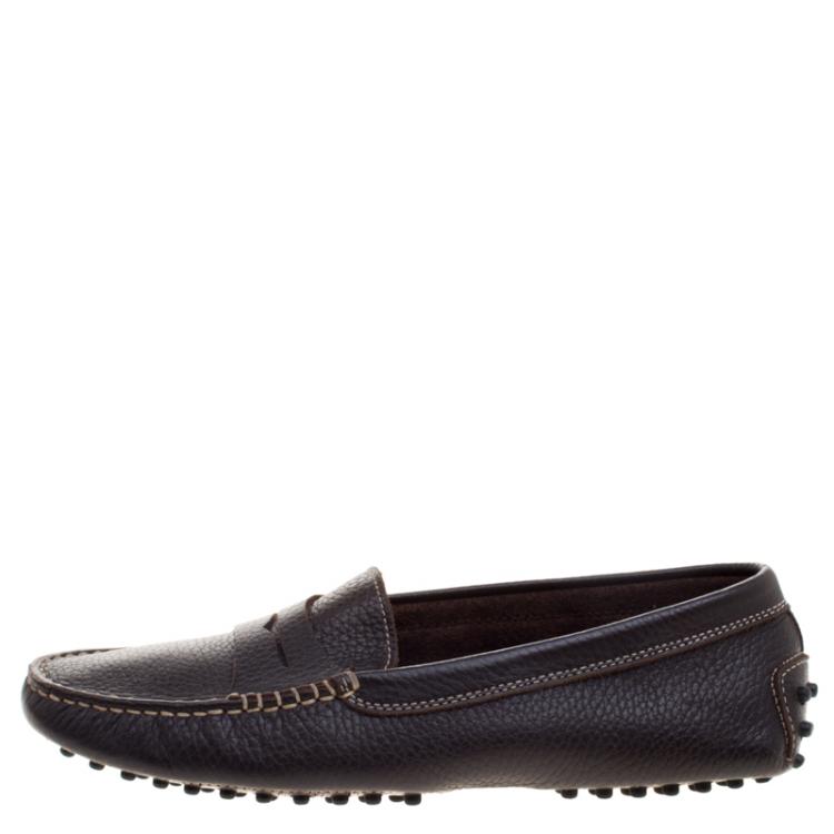 Pre Owned Tod's Brown Leather Penny Loafers Size 38 