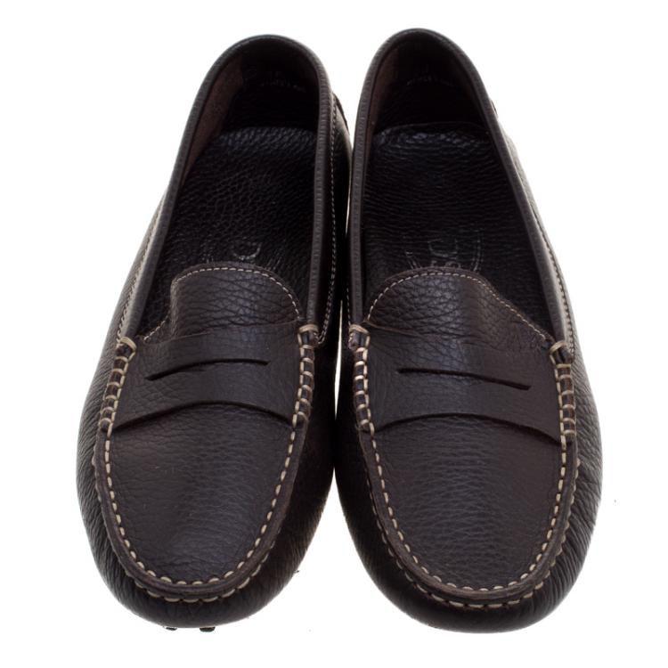 Pre Owned Tod's Brown Leather Penny Loafers Size 38 