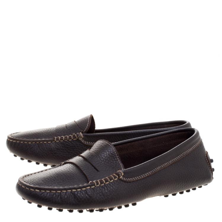 Pre Owned Tod's Brown Leather Penny Loafers Size 38 